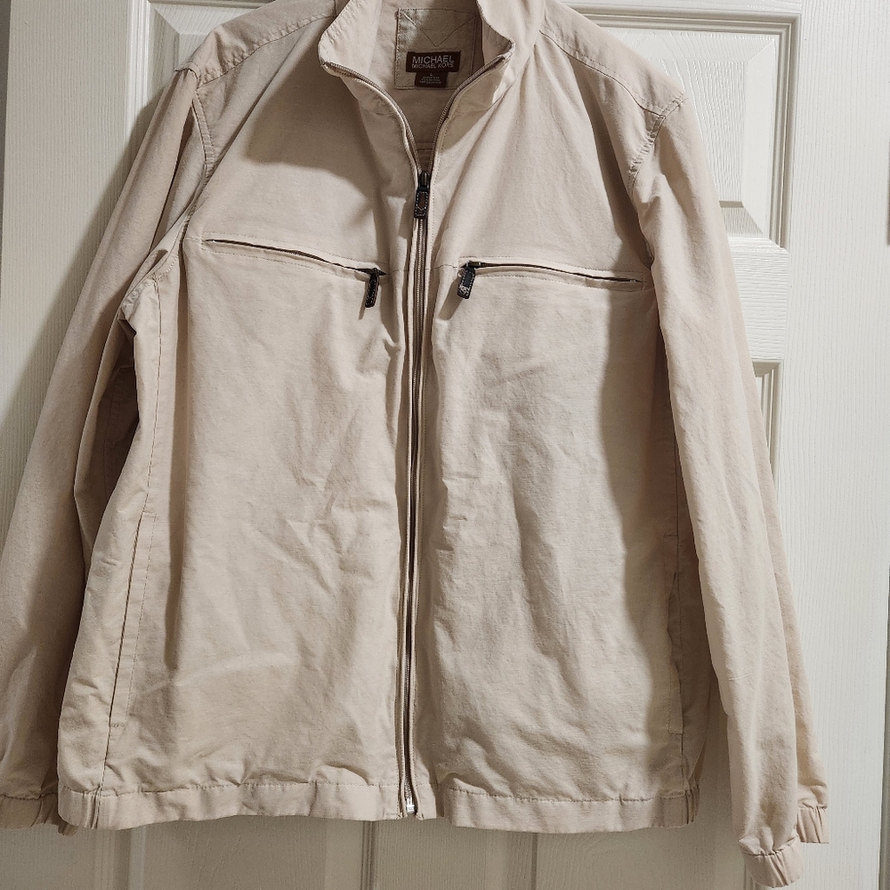 Michael Kors Tan Lightweight Windbreaker Jacket Cotton Blend Casual Size Large